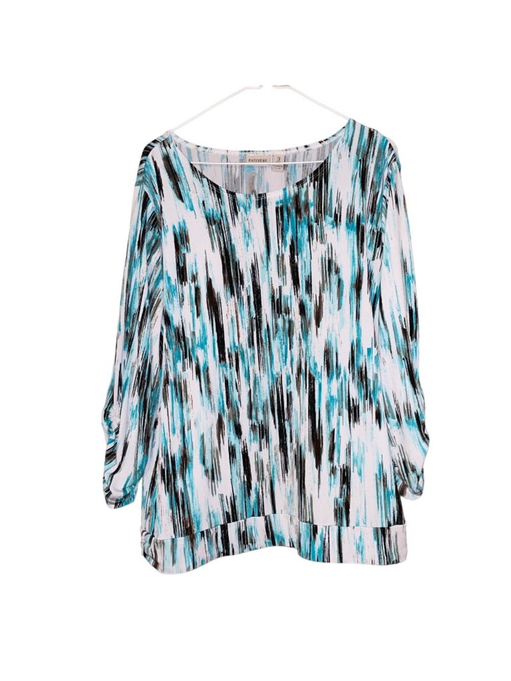 Chicos Easywear Womens Abstract Print Long Sleeve Top